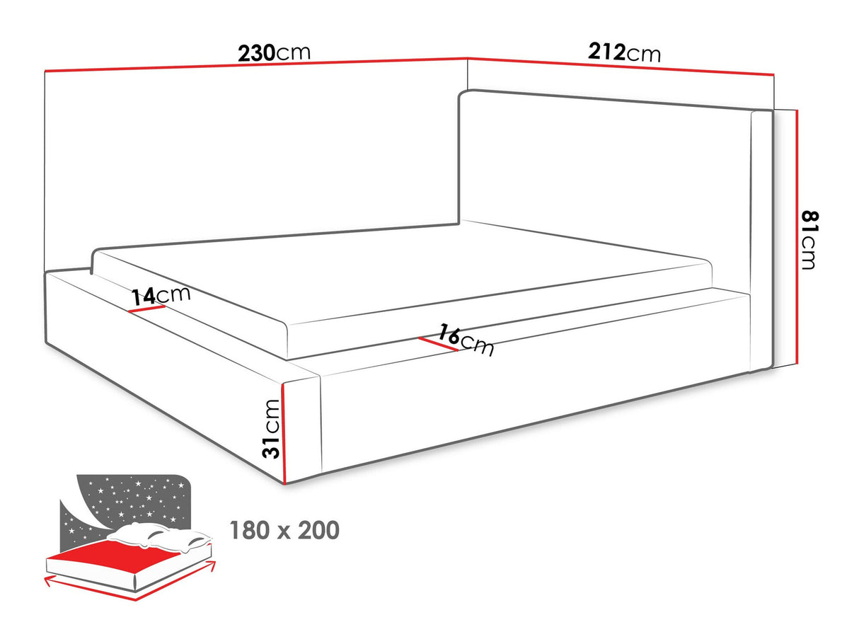 Ágy Łóżko tapicerowane GLEXI, Szín: Top 95, Alvó felület mérete: 180 x 200 cm