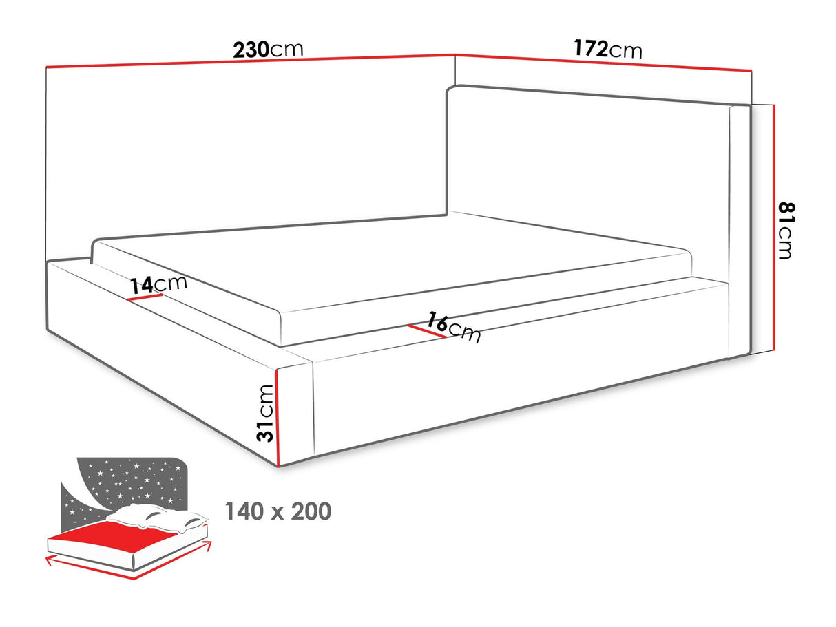 Ágy Łóżko tapicerowane GLEXI, Szín: Top 100, Alvó felület mérete: 140 x 200 cm