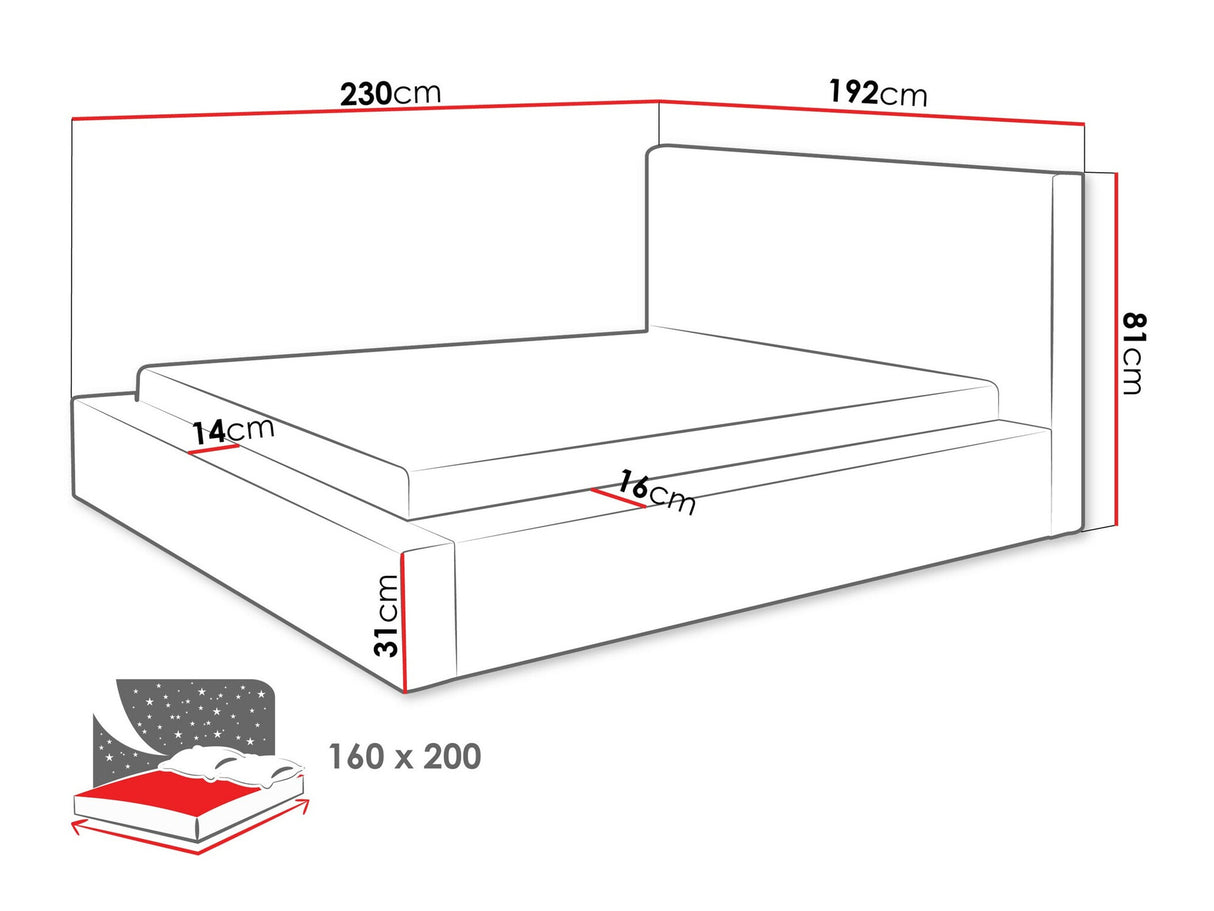 Ágy Łóżko tapicerowane GLEXI, Szín: Top 100, Alvó felület mérete: 160 x 200 cm