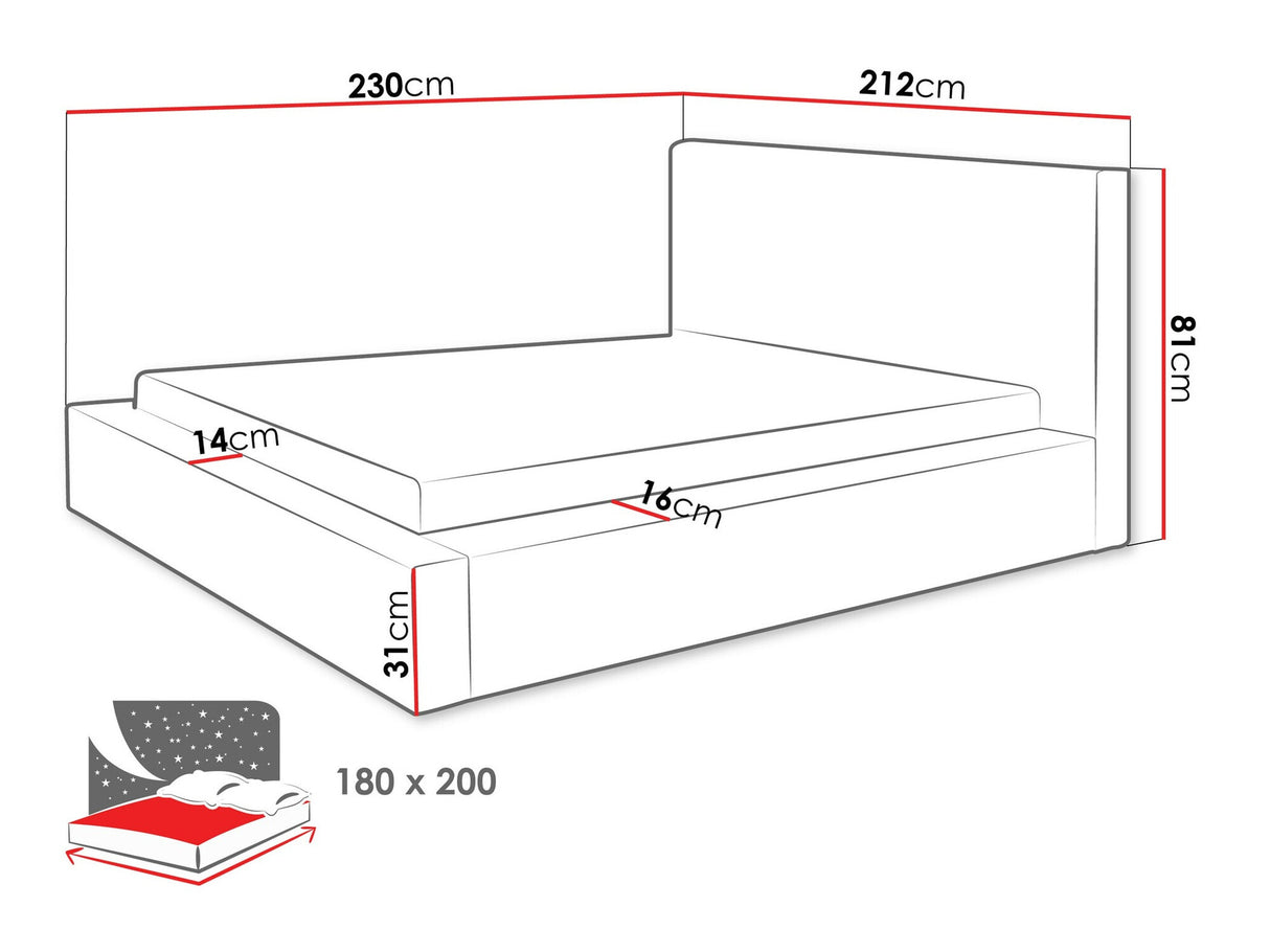 Ágy Łóżko tapicerowane GLEXI, Szín: Top 100, Alvó felület mérete: 180 x 200 cm