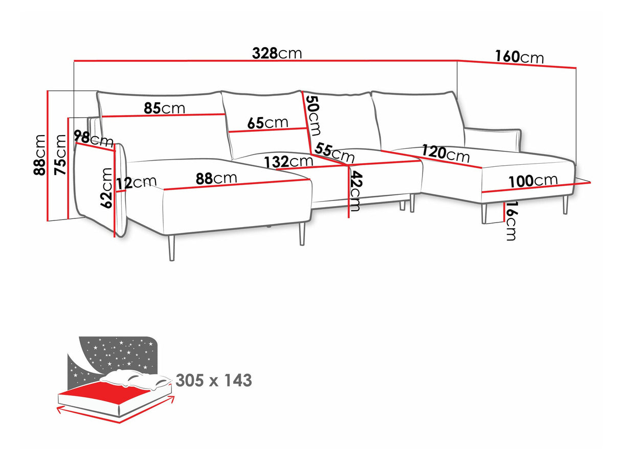 Sarokkanapé Narożnik SANTI U, Szín: Velo 635