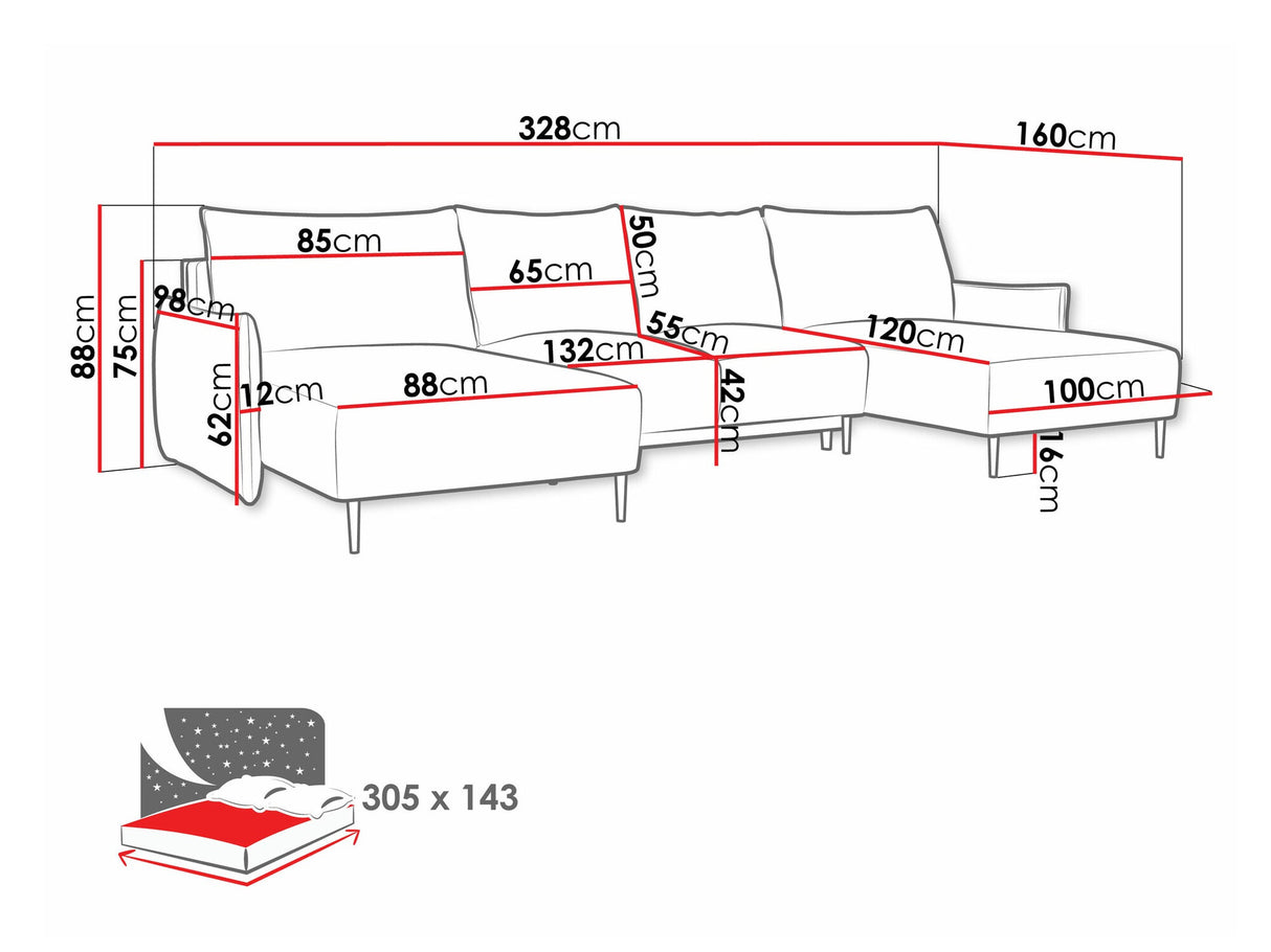 Sarokkanapé Narożnik SANTI U, Szín: Velo 636