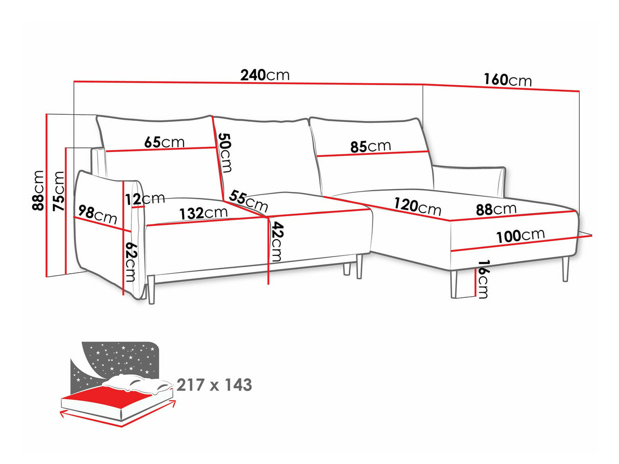 Sarokkanapé Narożnik SANTI L, Szín: Velo 623