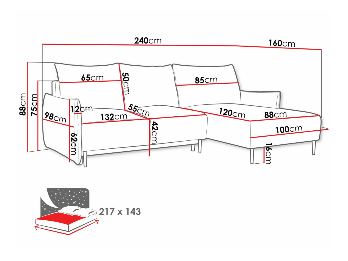 Sarokkanapé Narożnik SANTI L, Szín: Velo 626