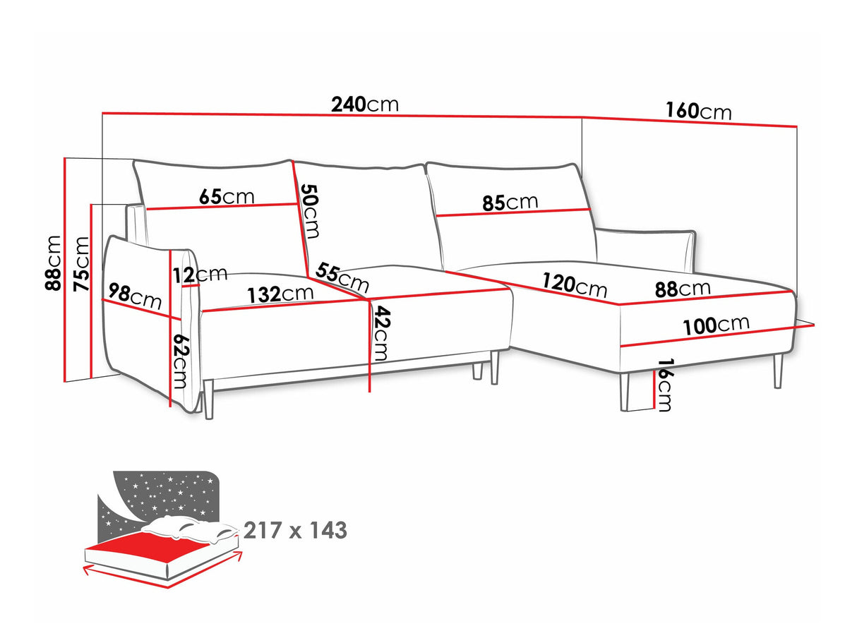 Sarokkanapé Narożnik SANTI L, Szín: Velo 627