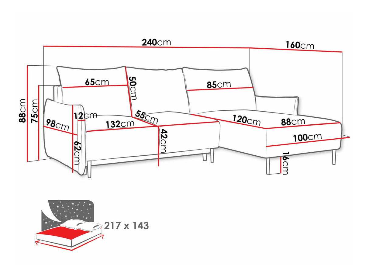 Sarokkanapé Narożnik SANTI L, Szín: Velo 636