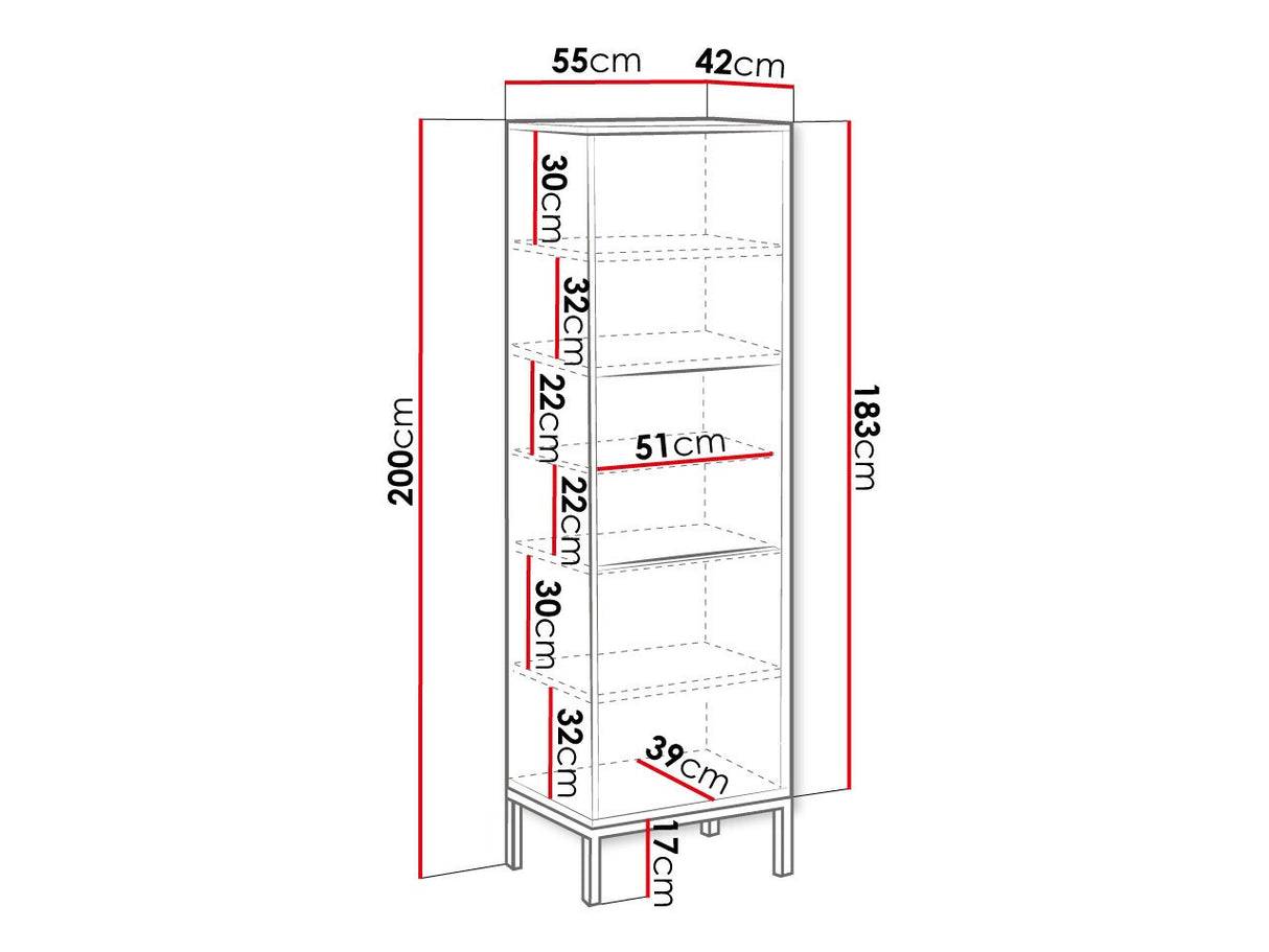Könyvespolc Witryna 200 EXITO 05, Szín: Fehér + Fényes fehér