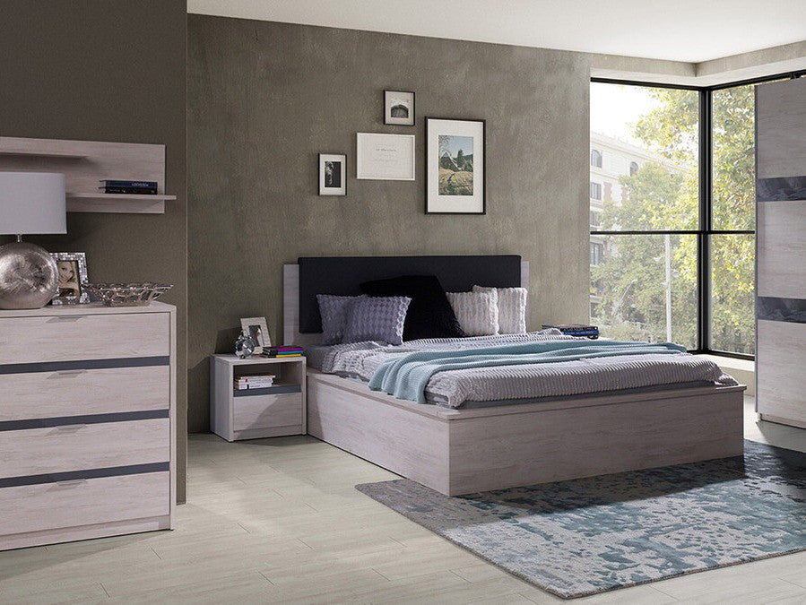 Éjjeliszekrény Denver (Verdek VD11), Szín: Monastery tölgy + Fényes fekete