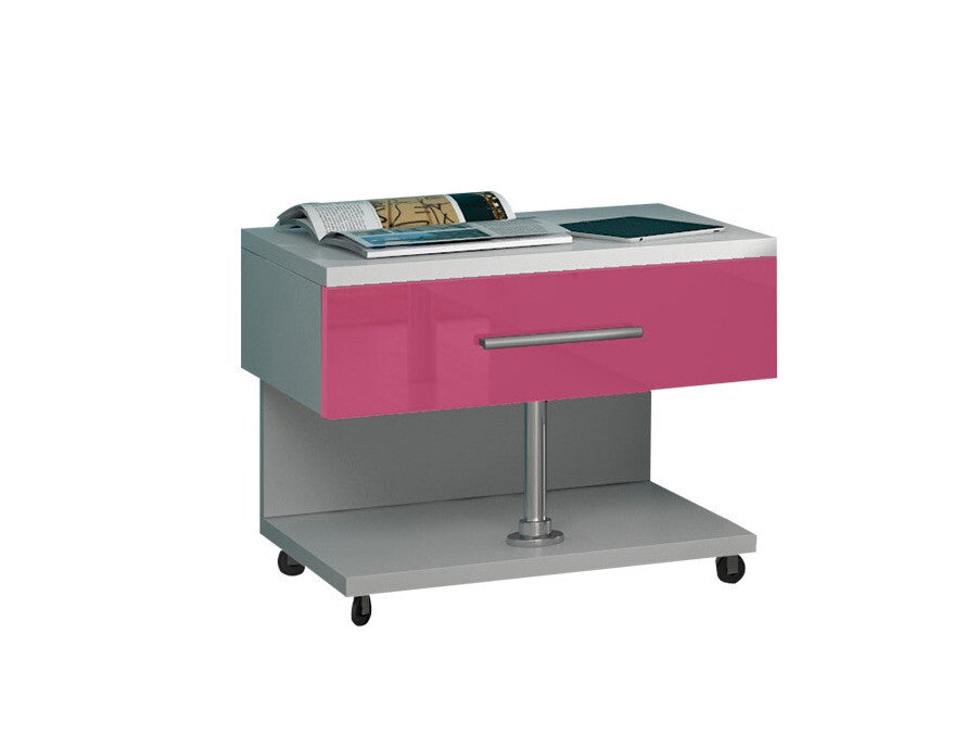 Éjjeliszekrény RAJ 5 (Paradise PD5), Szín: Fehér + Fényes rózsaszínű