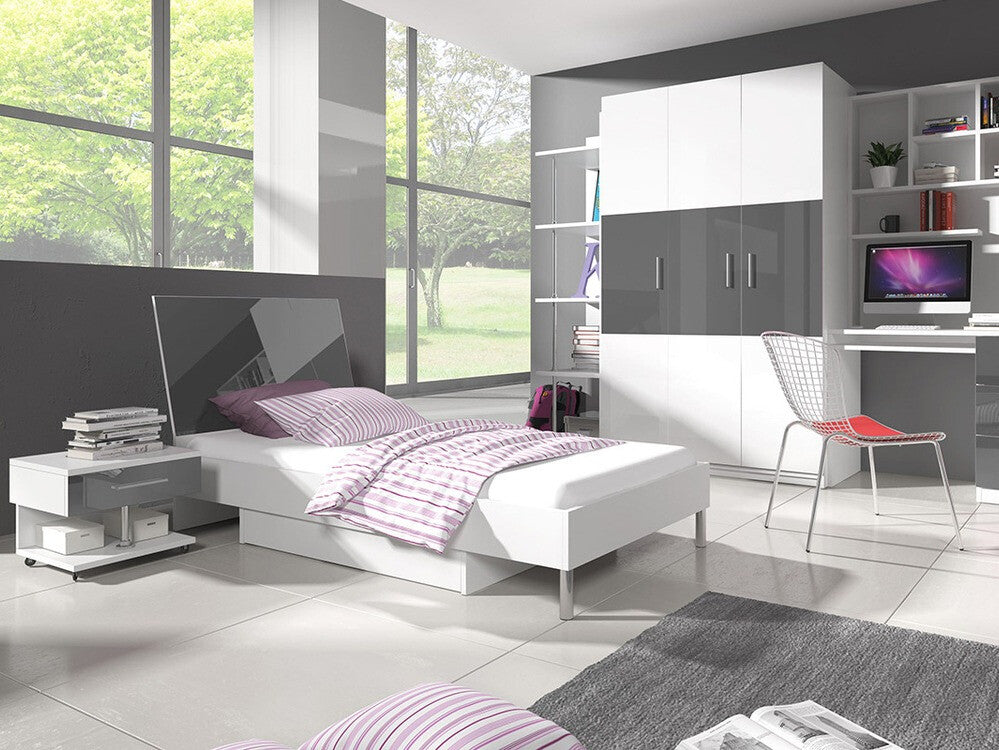 Éjjeliszekrény RAJ 5 (Paradise PD5), Szín: Fehér + Fényes szürke