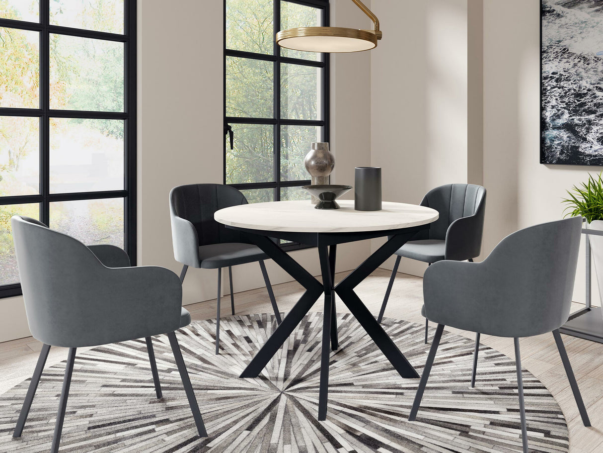 Asztal Stół LEIA 100, Szín: Fekete + Fehér márvány