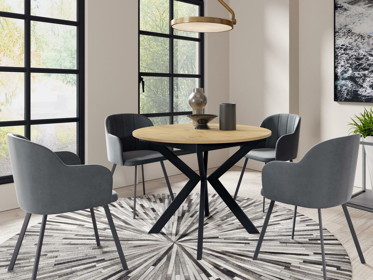 Asztal Stół LEIA 100, Szín: Fekete + Lándzsa tölgy