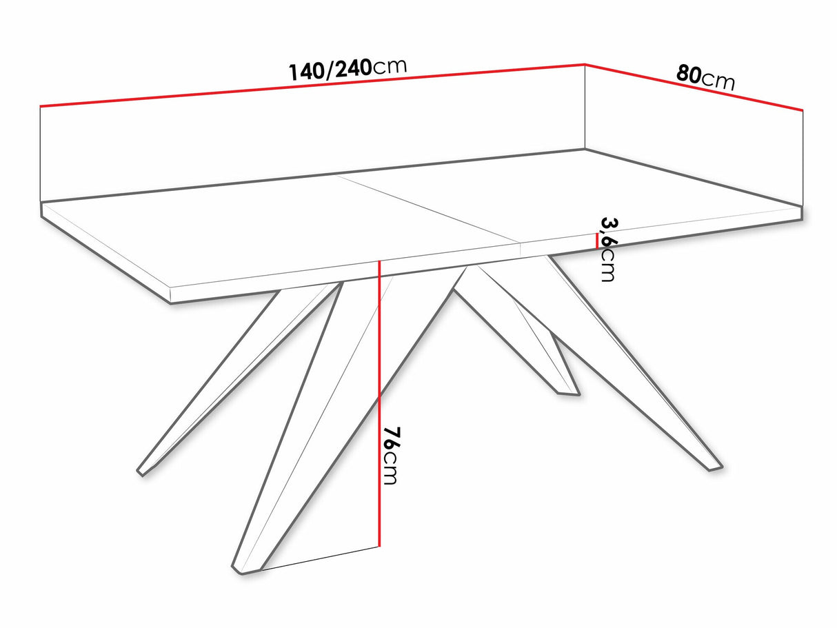 Asztal Stół VENTO 140, Szín: Fekete + Fehér