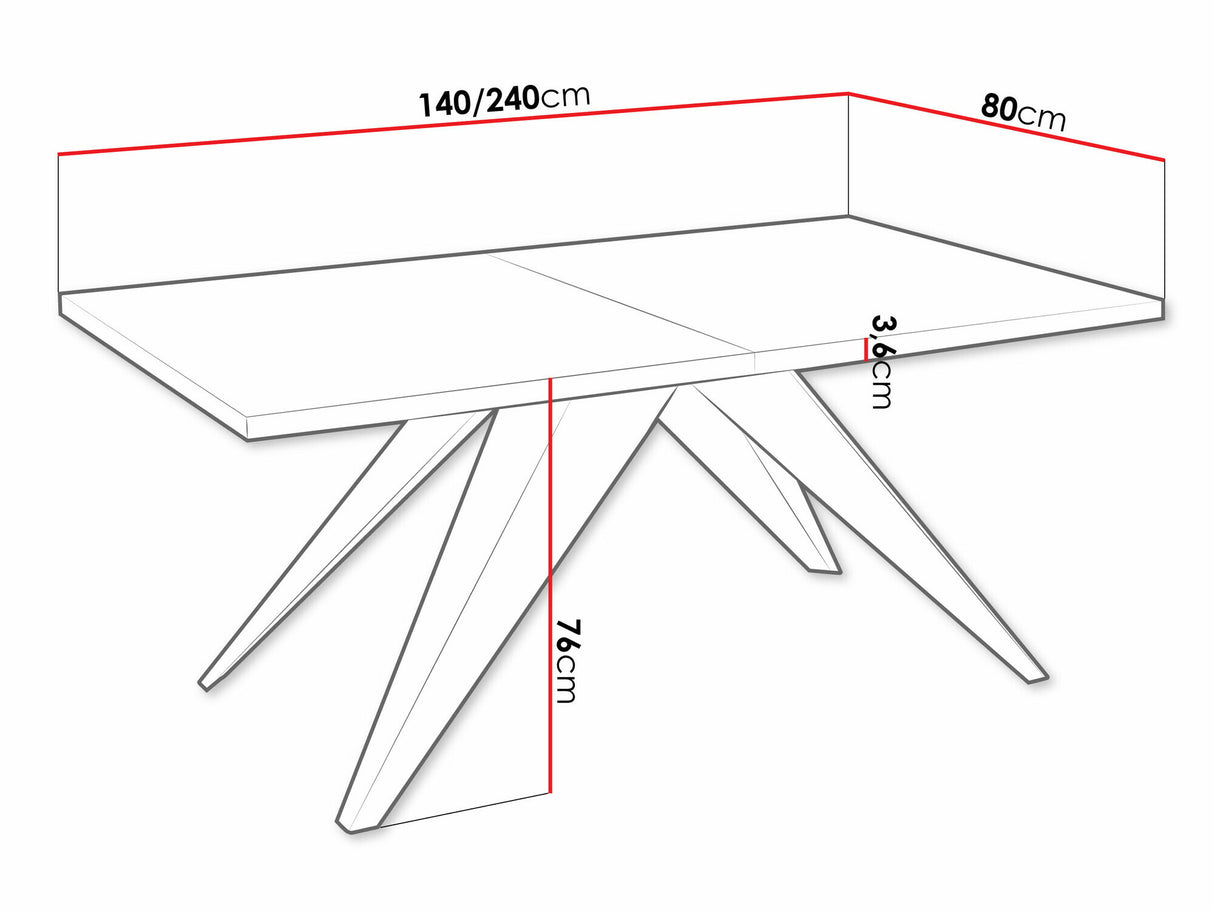 Asztal Stół VENTO 140, Szín: Fekete + Lándzsa tölgy