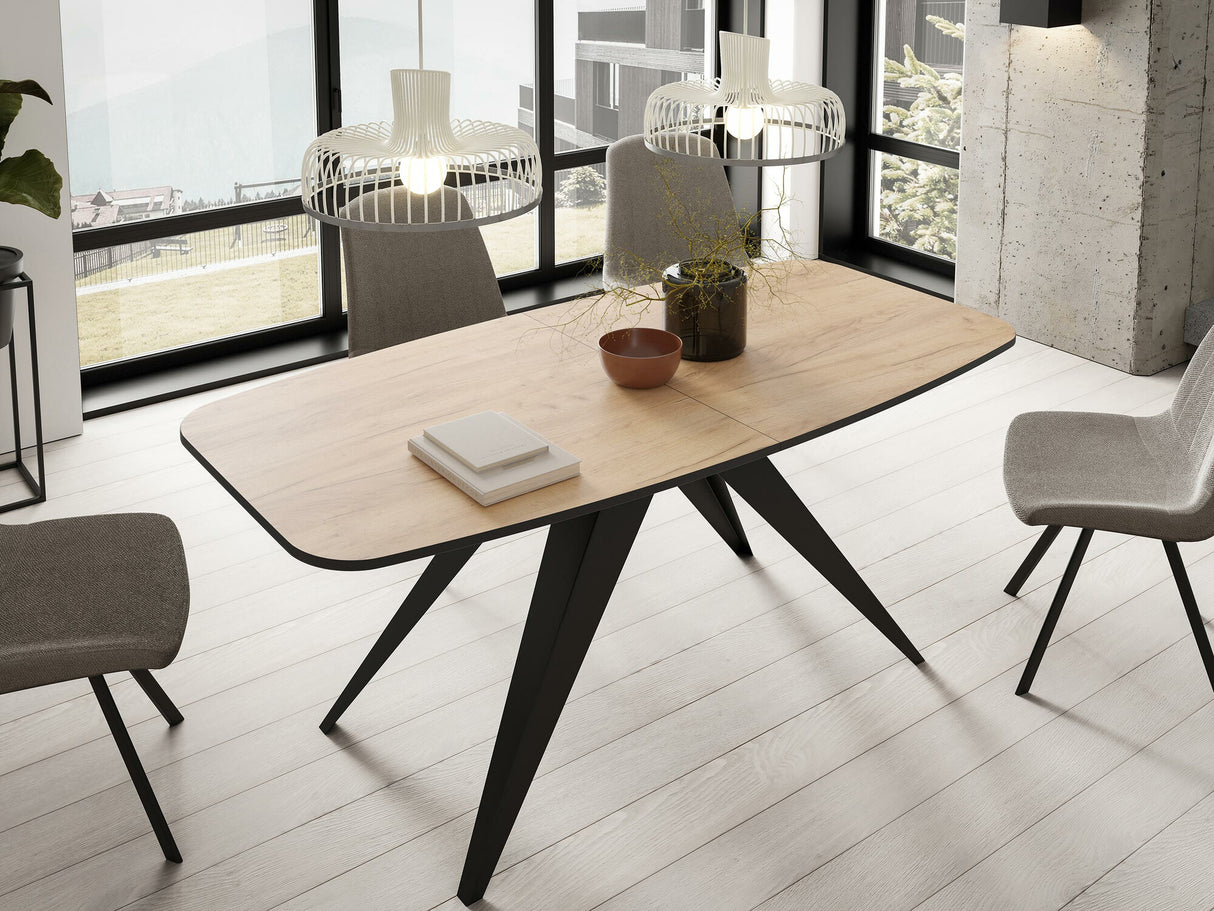 Asztal Stół FERRO 160, Szín: Fekete + Kézműves aranytölgy