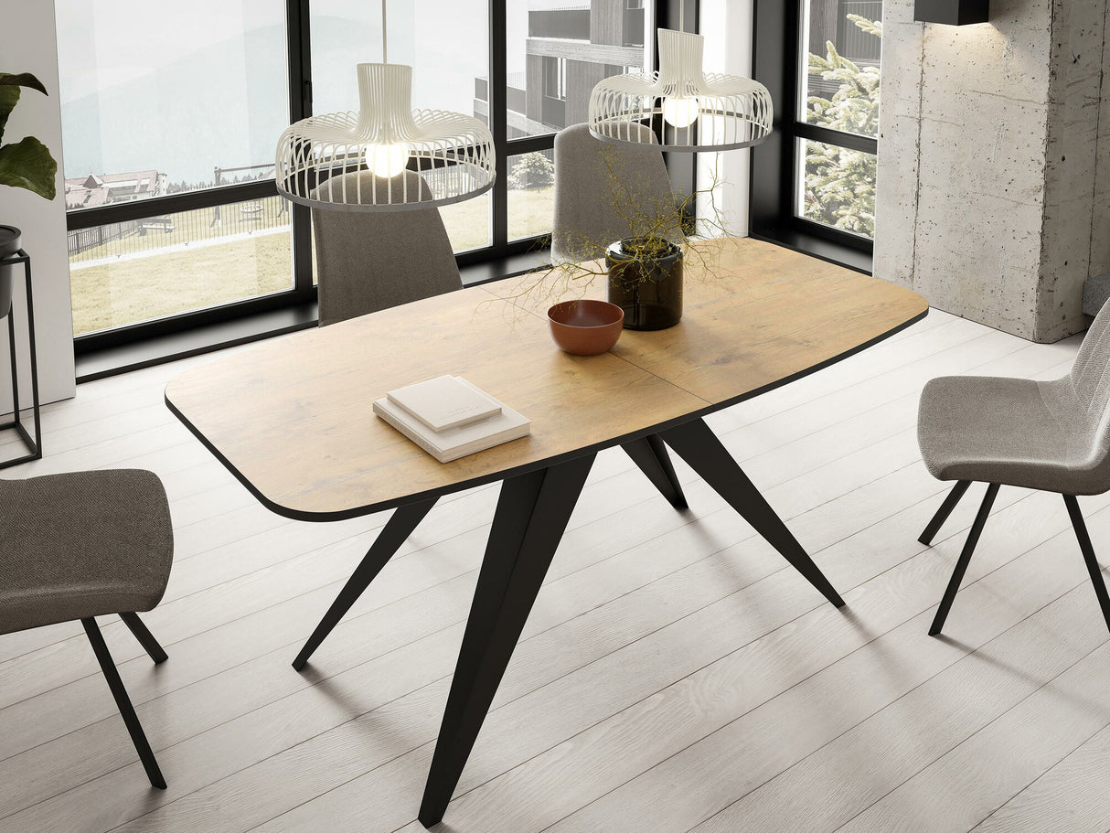 Asztal Stół FERRO 160, Szín: Fekete + Lándzsa tölgy