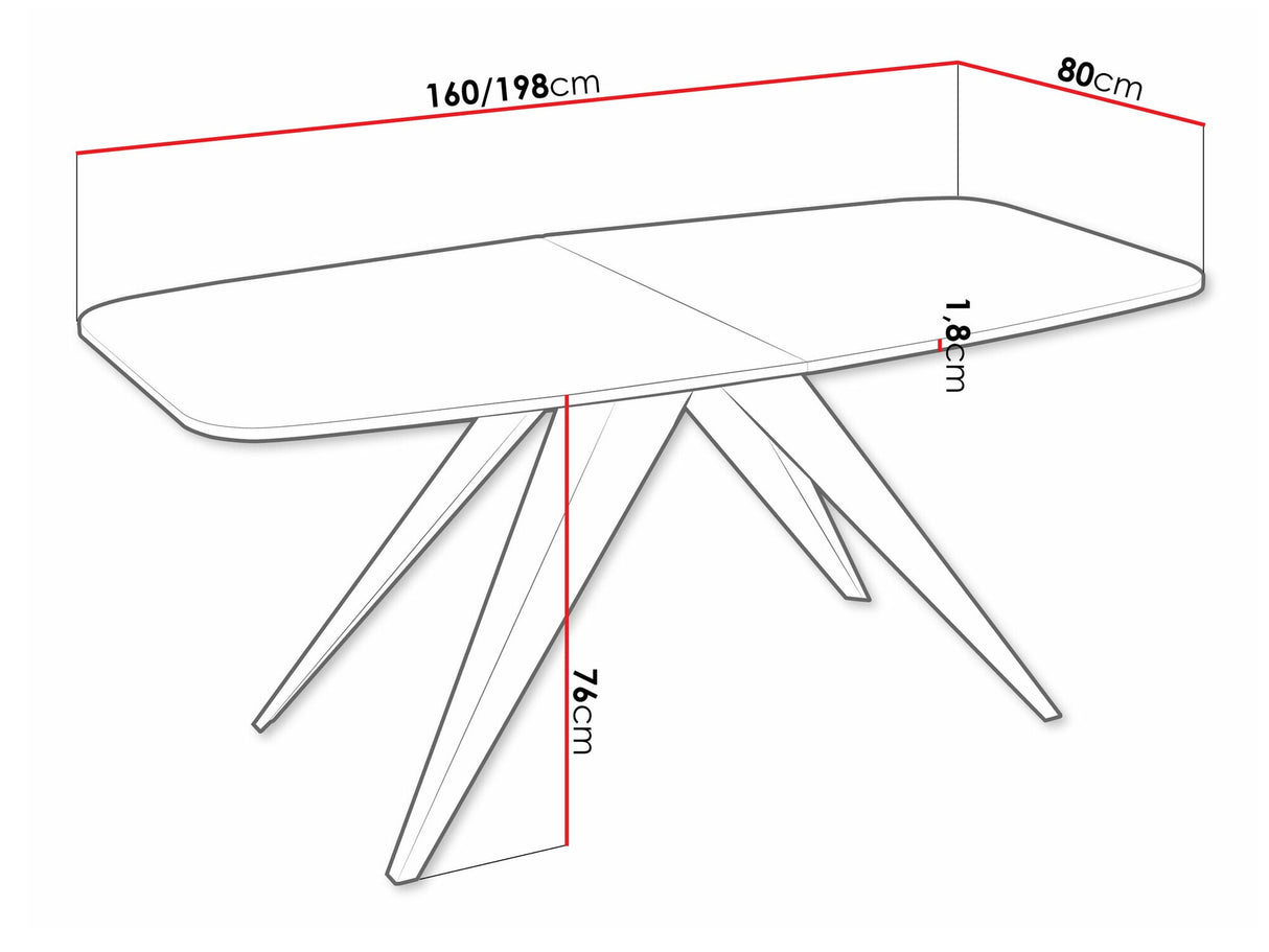 Asztal Stół FERRO 160, Szín: Fekete