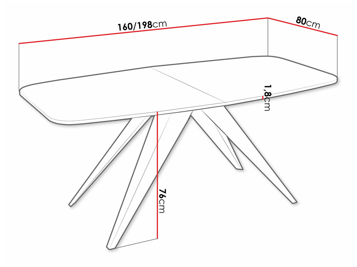 Asztal Stół FERRO 160, Szín: Fekete + Fehér márvány