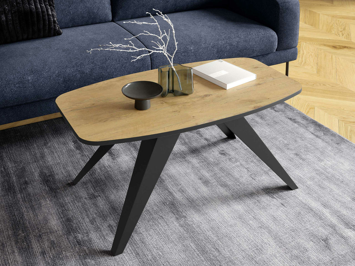 Dohányzóasztal Stolik kawowy LUNA, Szín: Fekete + Lándzsa tölgy