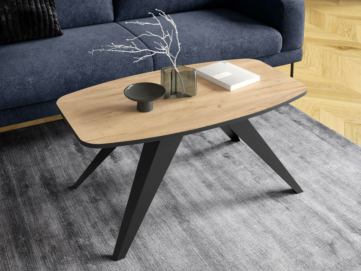 Dohányzóasztal Stolik kawowy LUNA, Szín: Fekete + Kézműves aranytölgy