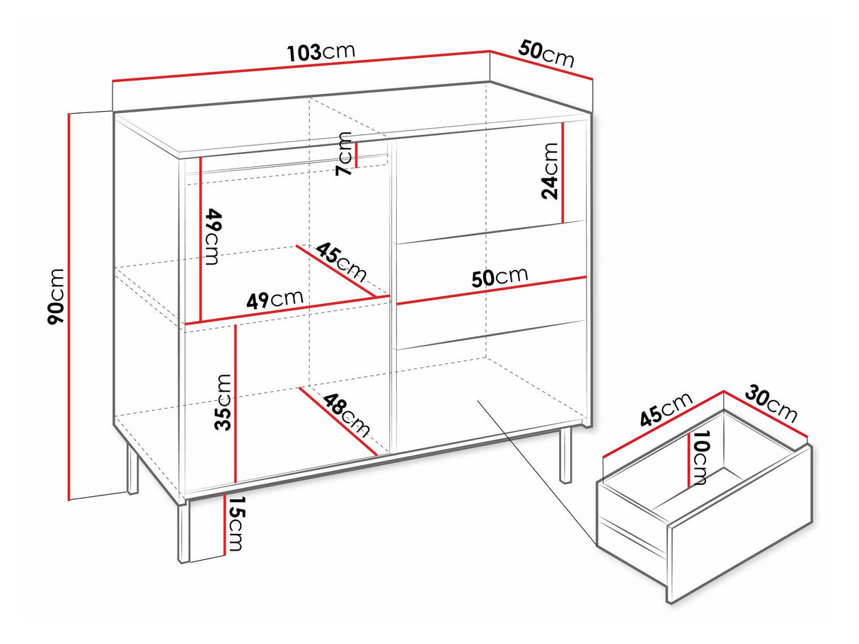 Komód Komoda 1D3SZ OZMI, Szín: Fehér