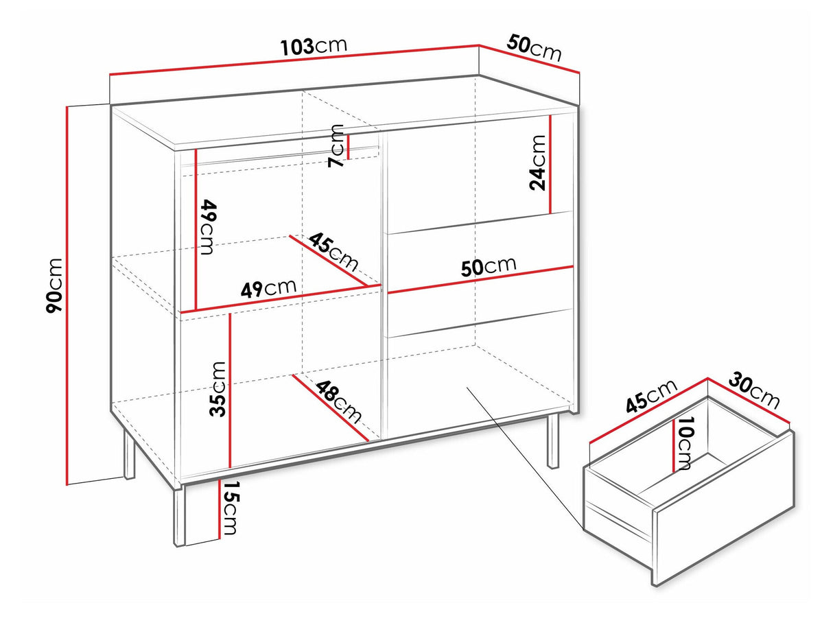 Komód Komoda 1D3SZ OZMI, Szín: Fekete