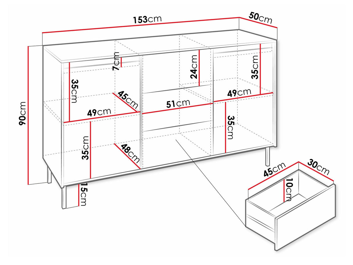 Komód Komoda 2D3SZ OZMI, Szín: Fehér