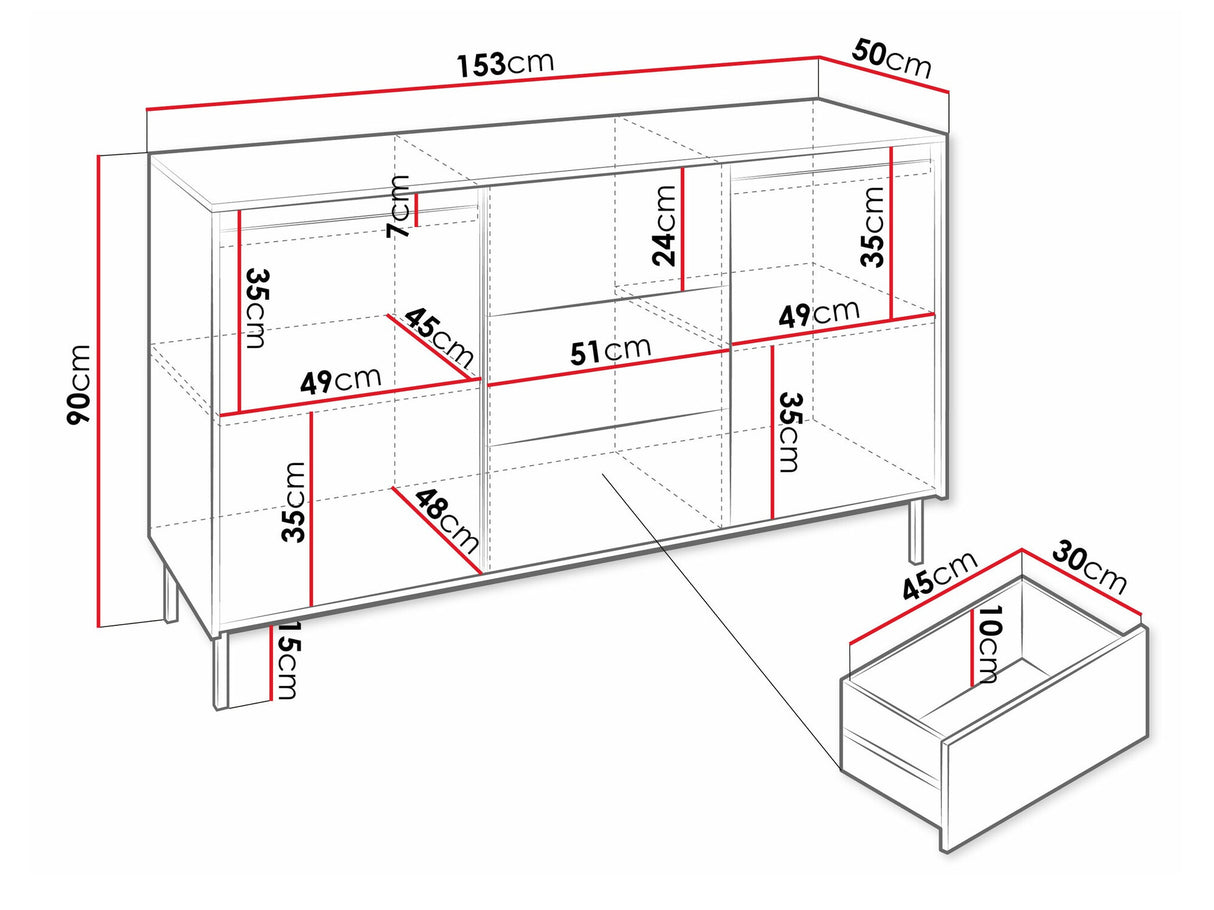 Komód Komoda 2D3SZ OZMI, Szín: Fekete