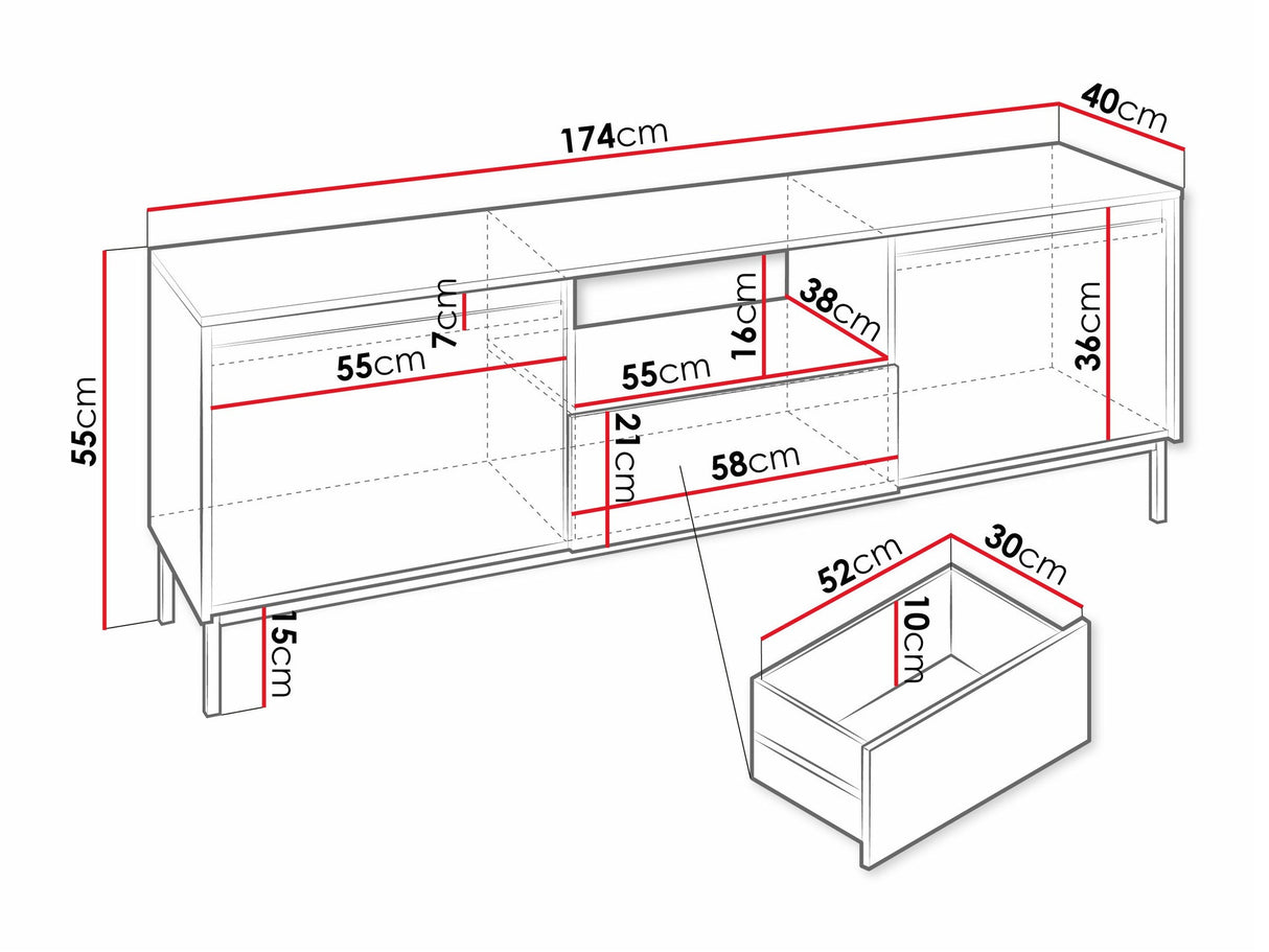 TV-állvány Szafka RTV 2K1SZ OZMI, Szín: Fehér