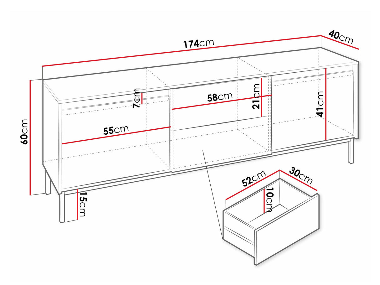 TV-állvány Szafka RTV 2K2SZ OZMI, Szín: Fehér