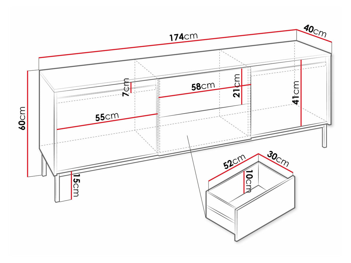 TV-állvány Szafka RTV 2K2SZ OZMI, Szín: Fekete