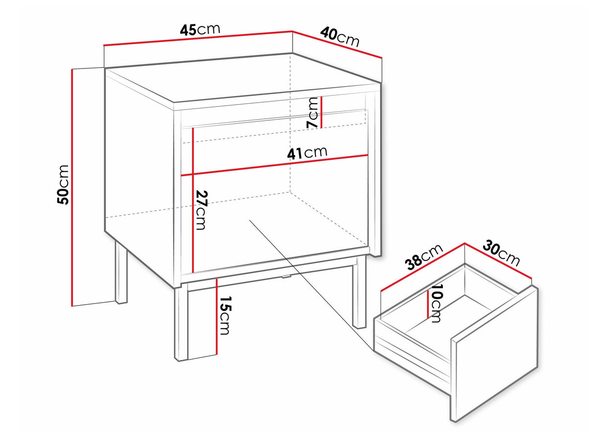 Éjjeliszekrény Szafka nemcna 1SZ OZMI, Szín: Fehér