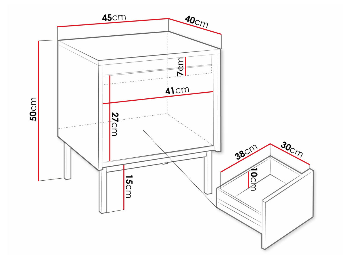 Éjjeliszekrény Szafka nemcna 1SZ OZMI, Szín: Fekete