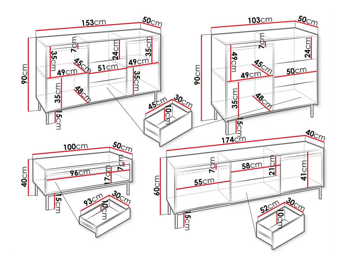 Nappali szett Meble OZMI II, Szín: Fekete, Komód: Igen