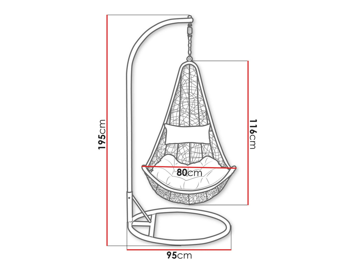 Függőszék BOHO (Piros), Szín: Szürke