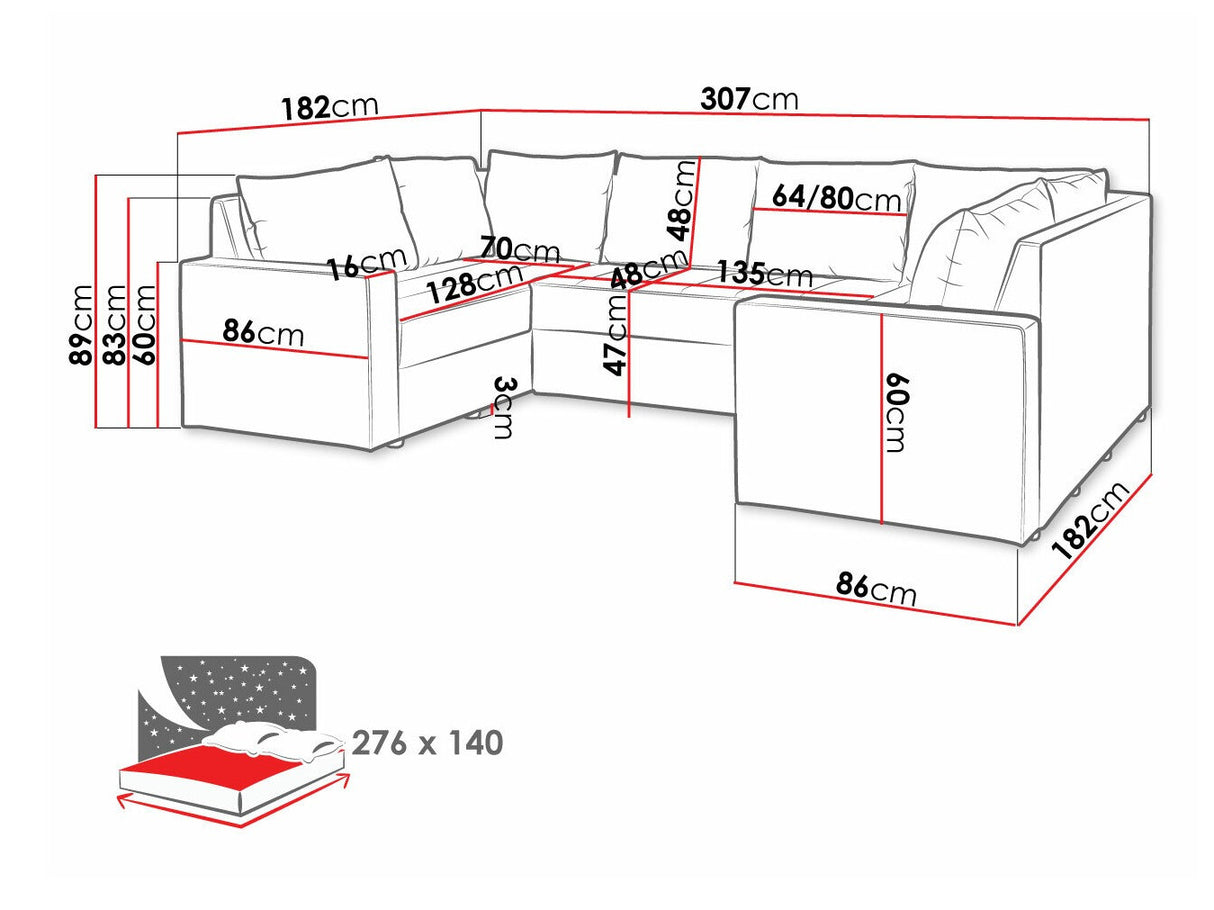 Sarokkanapé DENVER MAXI (Verdek Plus), Szín: Loca 21