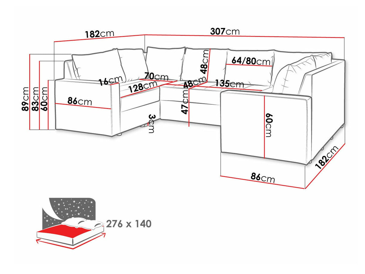Sarokkanapé DENVER MAXI (Verdek Plus), Szín: Loca 30