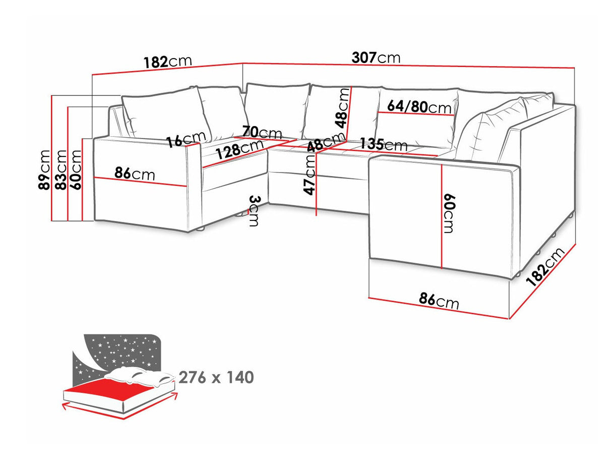 Sarokkanapé DENVER MAXI (Verdek Plus), Szín: Montana 101 + MDL 5