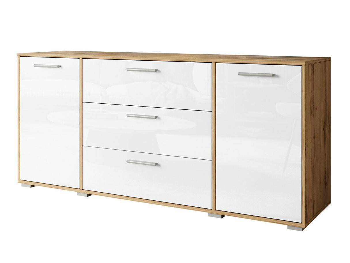 Komód Komoda BOGOTA, Szín: Wotan tölgy + Fényes fehér