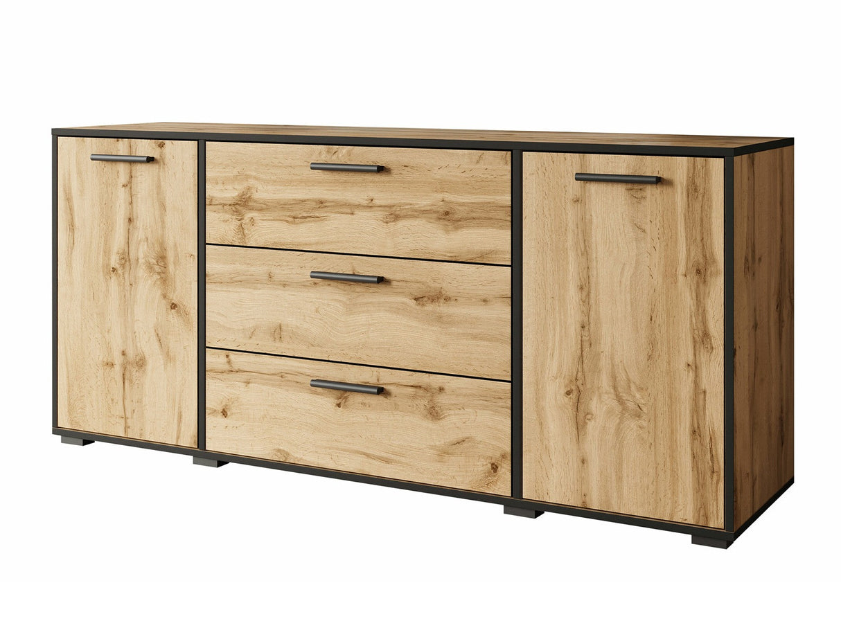 Komód Komoda BOGOTA, Szín: Fekete + Wotan tölgy
