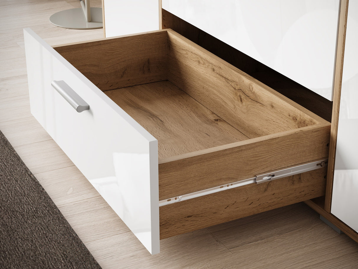 Komód Komoda BOGOTA, Szín: Wotan tölgy + Fényes fehér