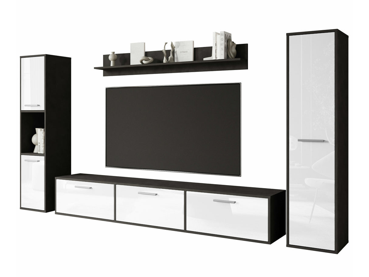 Nappali szett Meblościanka BOGOTA XL, Szín: Matera szürke + Fényes fehér