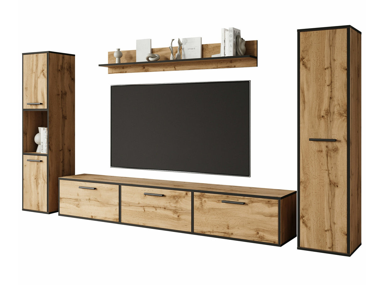 Nappali szett Meblościanka BOGOTA XL, Szín: Fekete + Wotan tölgy