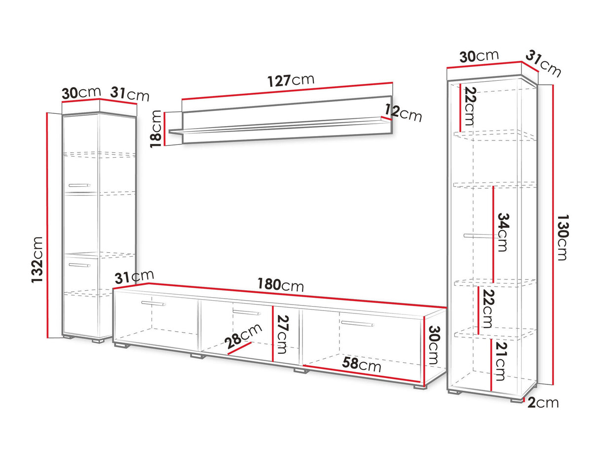 Nappali szett Meblościanka BOGOTA XL, Szín: Fekete + Wotan tölgy