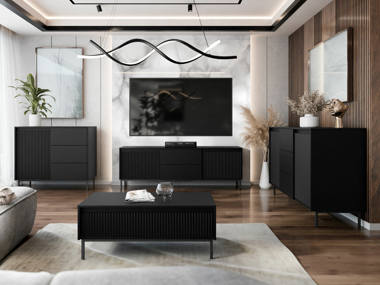 Nappali szett Meble OZMI II, Szín: Fekete, Komód: Igen