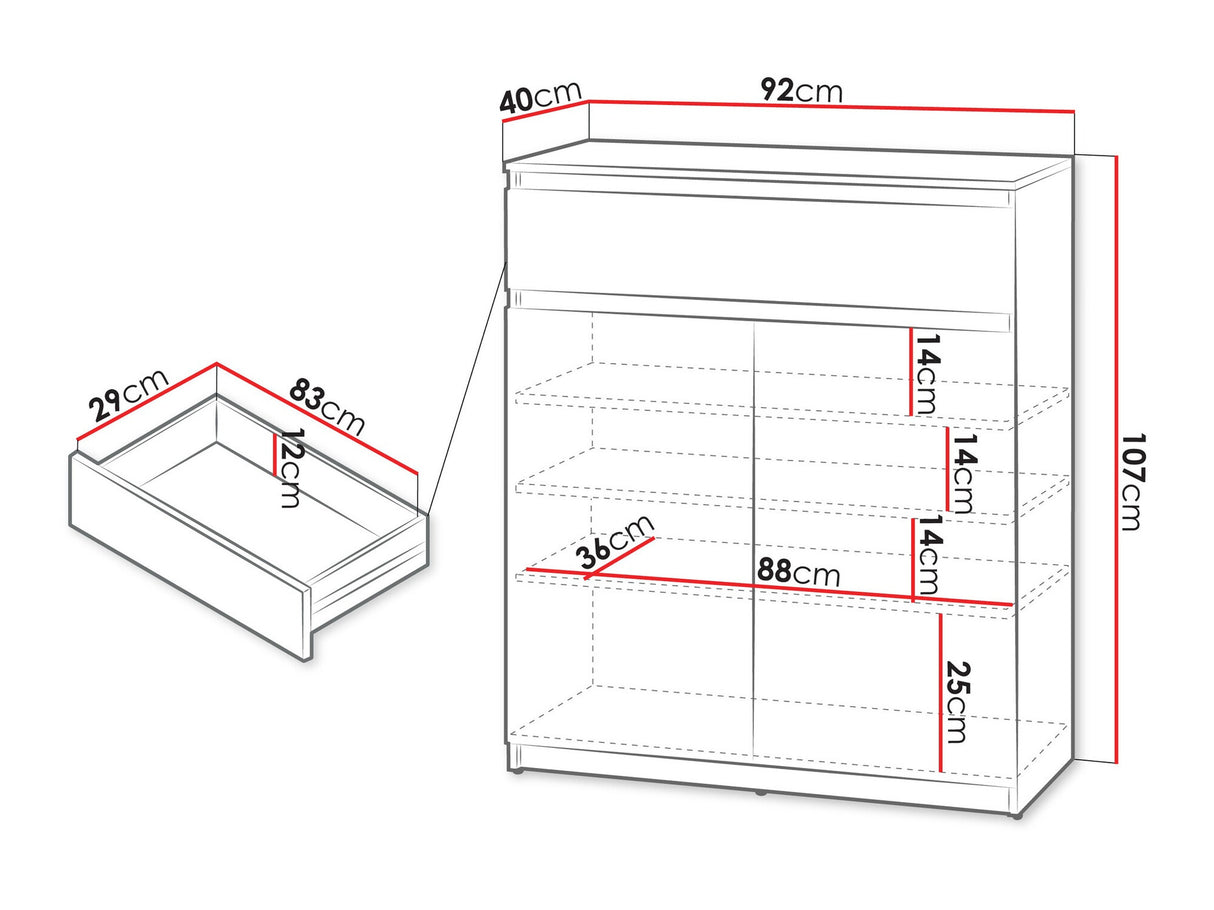 Cipőtároló Komoda 2D1S SIMPLY SM-02, Szín: Fehér