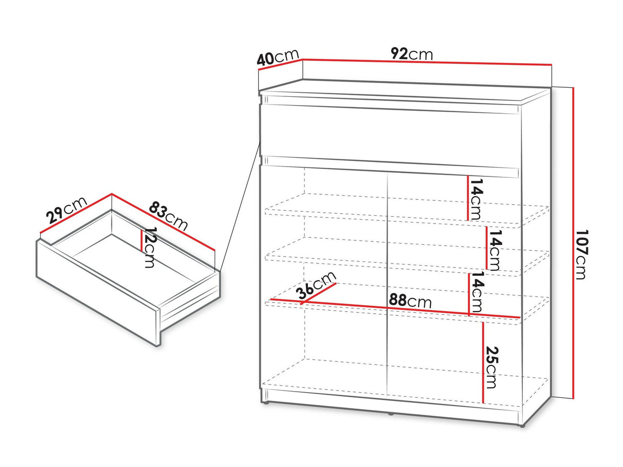 Cipőtároló Komoda 2D1S SIMPLY SM-02, Szín: Szürke