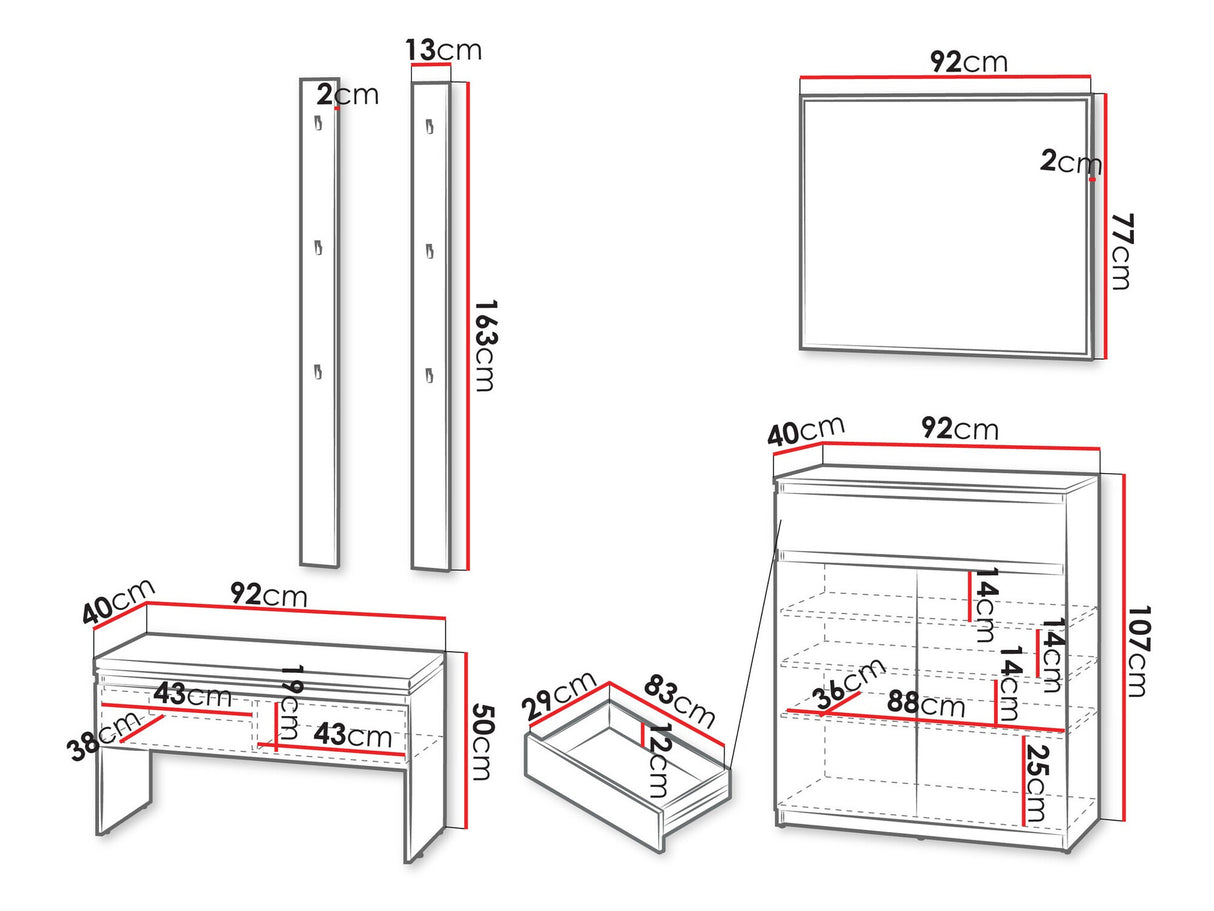 Előszoba garnitúra Garderoba SIMPLY I, Szín: Fehér