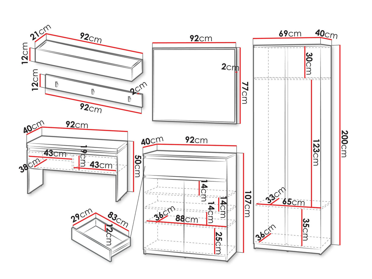 Előszoba garnitúra Garderoba SIMPLY II, Szín: Fehér