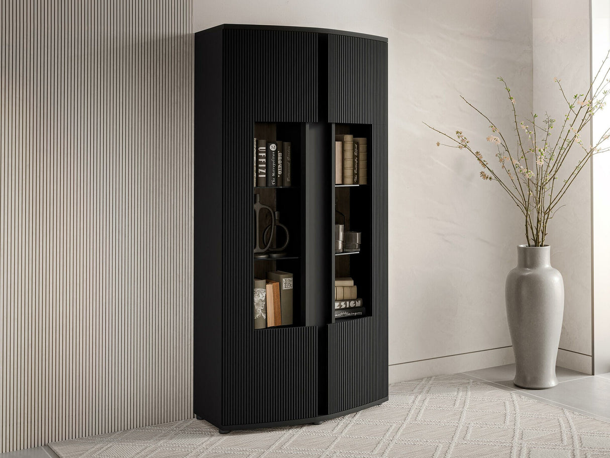 Könyvespolc Witryna 2D MICHELLE Czarny mat/Viking Tölgy